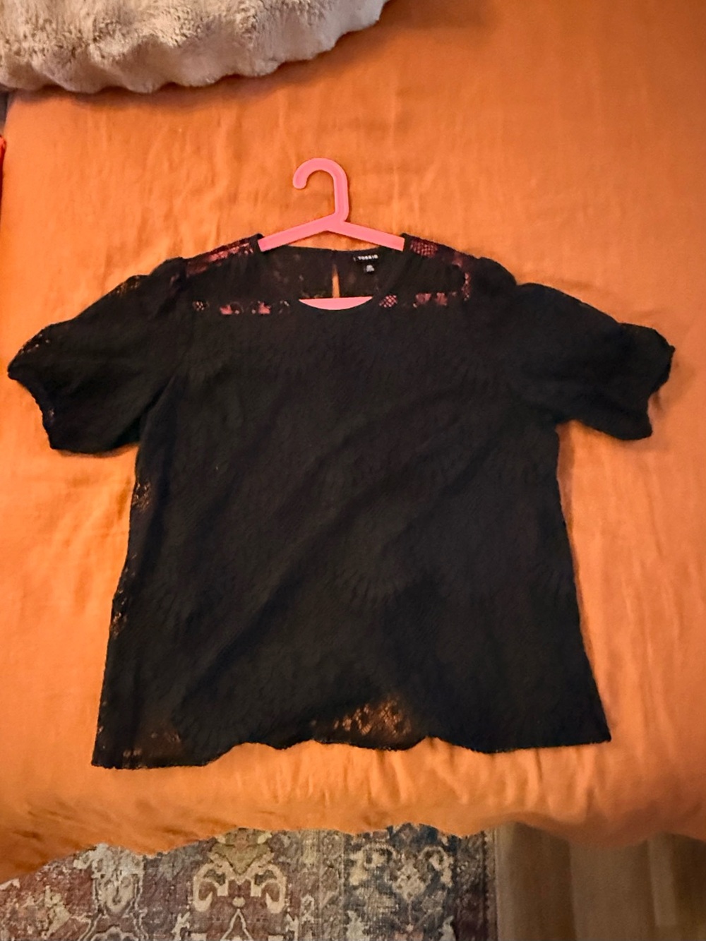torrid Black Lace Short Sleeve Top